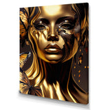 Woman With Black And Gold Butterflies I