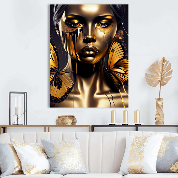 Attractive Woman With Gold Butterflies I