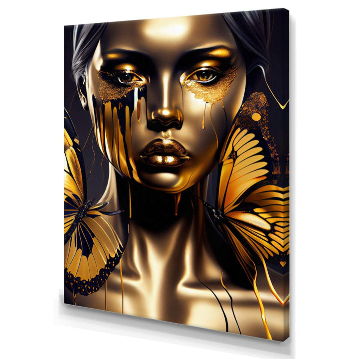 Attractive Woman With Gold Butterflies I