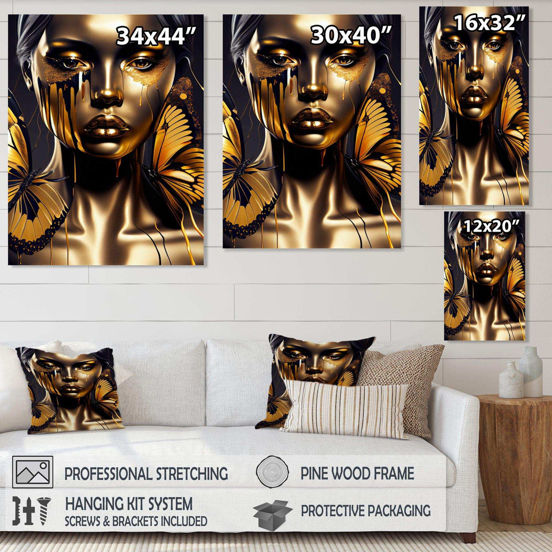 Attractive Woman With Gold Butterflies I