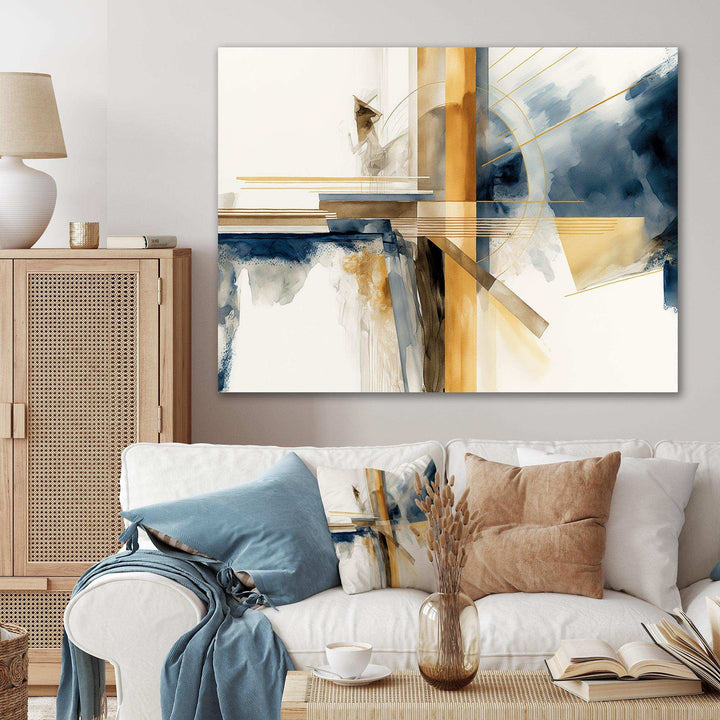 Modern Blue And Gold Abstract IV - Modern Bedroom Wall Art