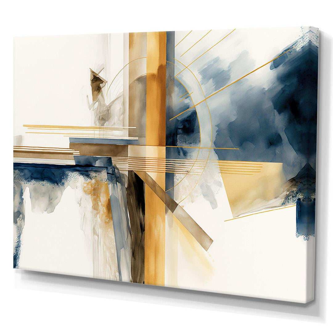 Modern Blue And Gold Abstract IV - Modern Bedroom Wall Art