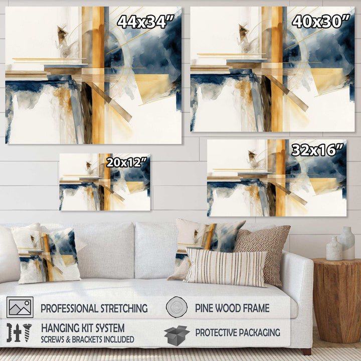 Modern Blue And Gold Abstract IV - Modern Bedroom Wall Art
