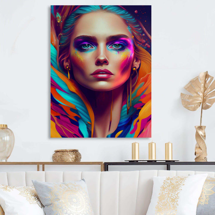 Dynamic Feather Woman Portrait II