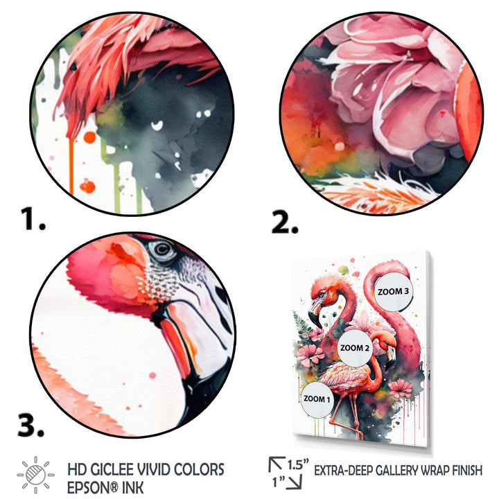 Cute Flamingos Floral Art I