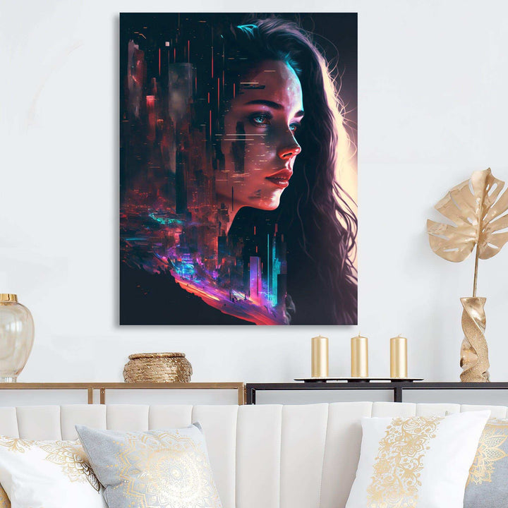Double Exposure Woman Portrait Sci-Fi I