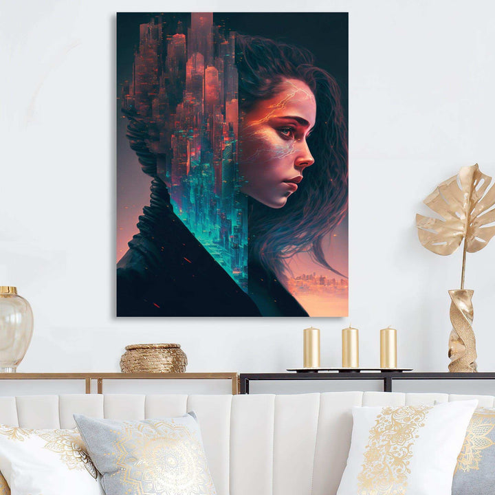Double Exposure Woman Portrait Sci-Fi III
