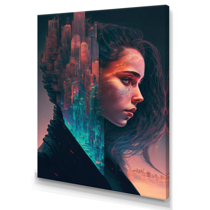 Double Exposure Woman Portrait Sci-Fi III