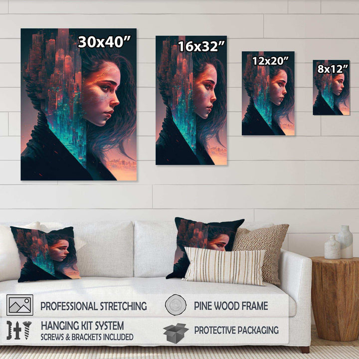 Double Exposure Woman Portrait Sci-Fi III