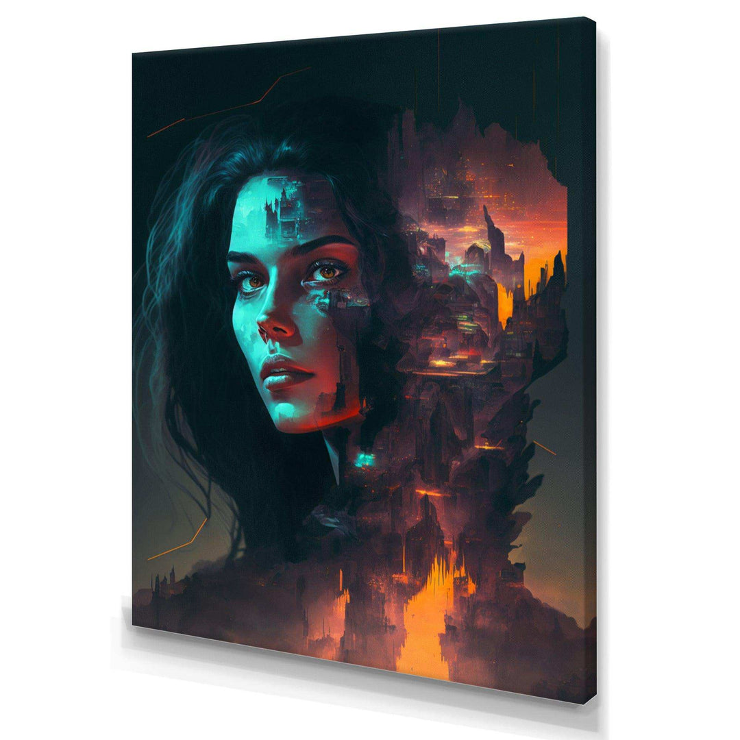 Double Exposure Woman Portrait Sci-Fi IV