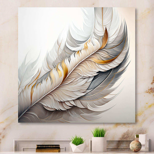 White Watercolor Feather  - Modern Wall Art Prints