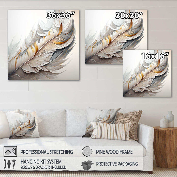 White Watercolor Feather  - Modern Wall Art Prints