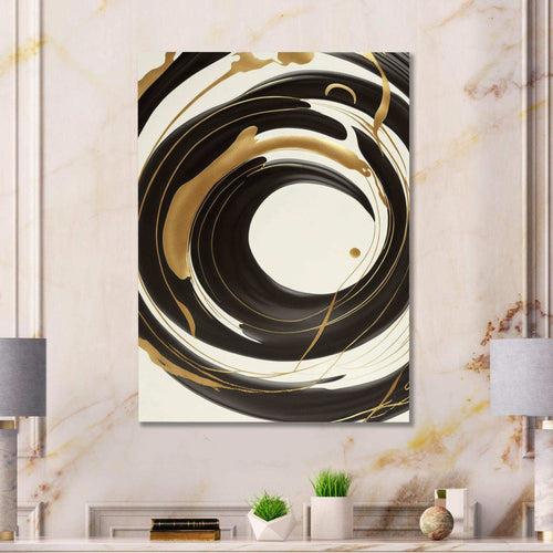 Black, Silver And Gold Blending Swirls V - Modern Canvas Wall Art