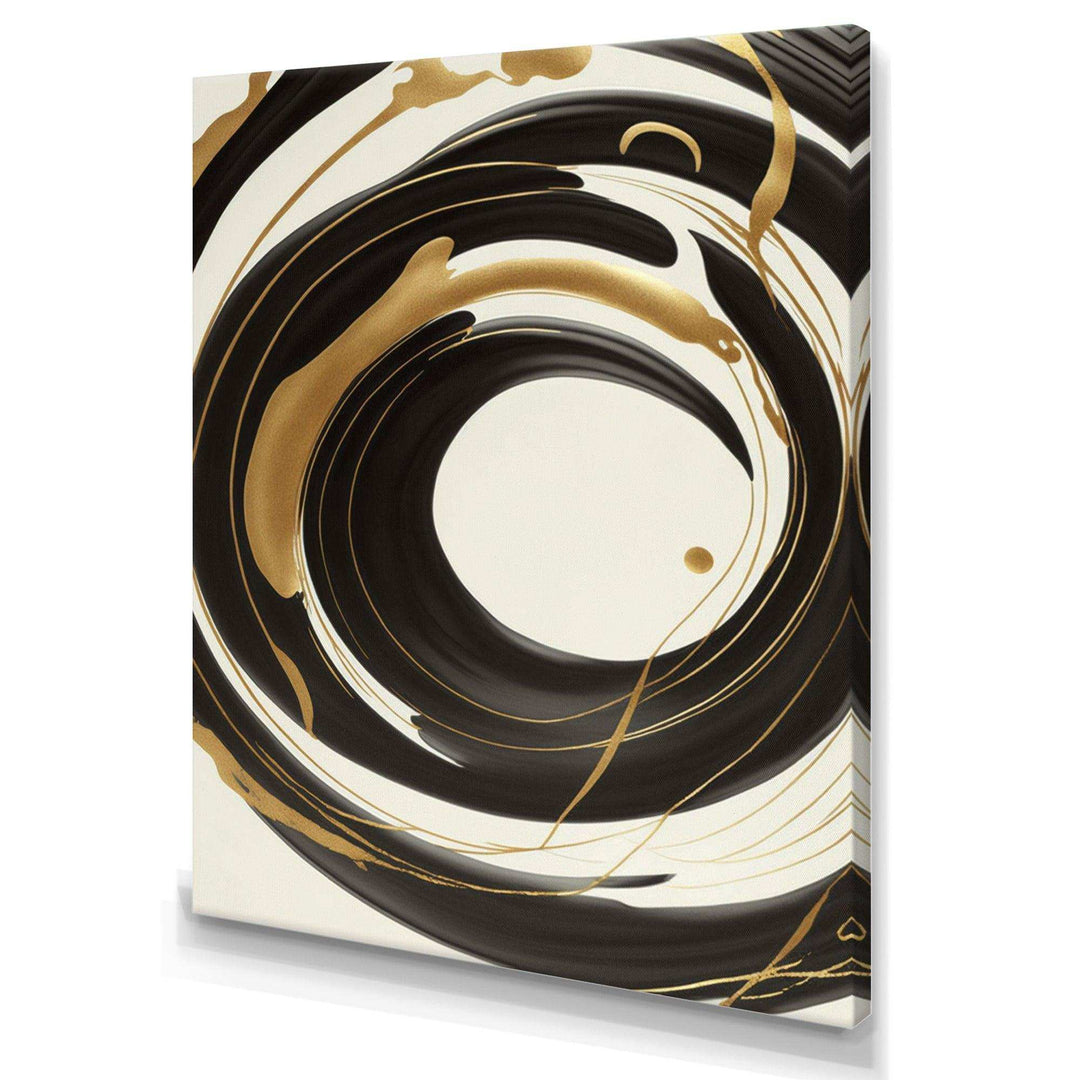 Black, Silver And Gold Blending Swirls V - Modern Canvas Wall Art