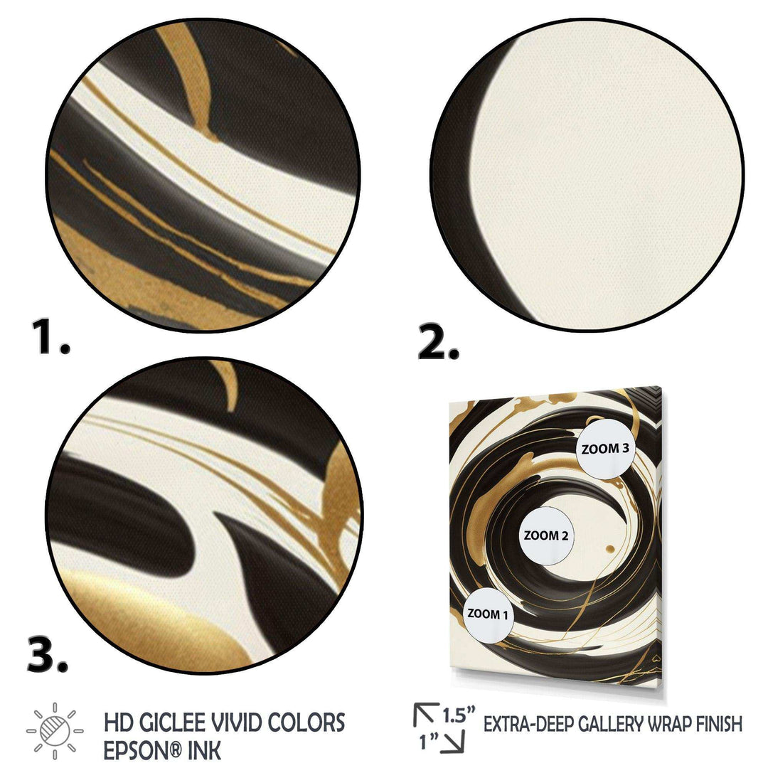 Black, Silver And Gold Blending Swirls V - Modern Canvas Wall Art