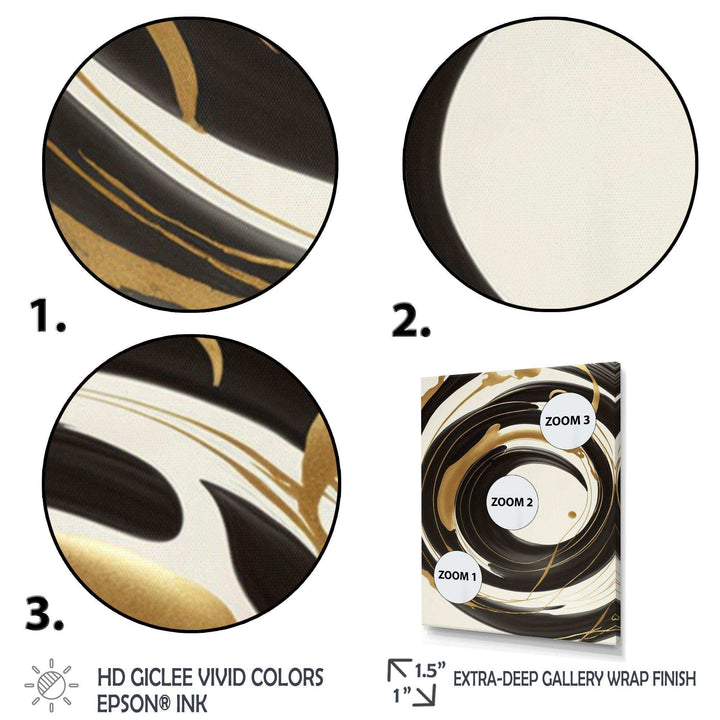 Black, Silver And Gold Blending Swirls V - Modern Canvas Wall Art