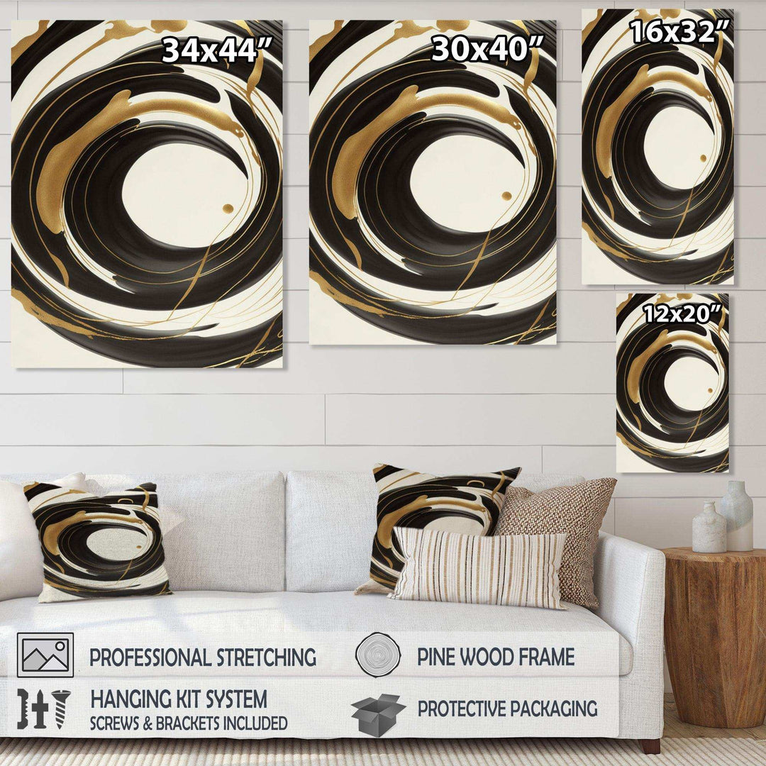Black, Silver And Gold Blending Swirls V - Modern Canvas Wall Art