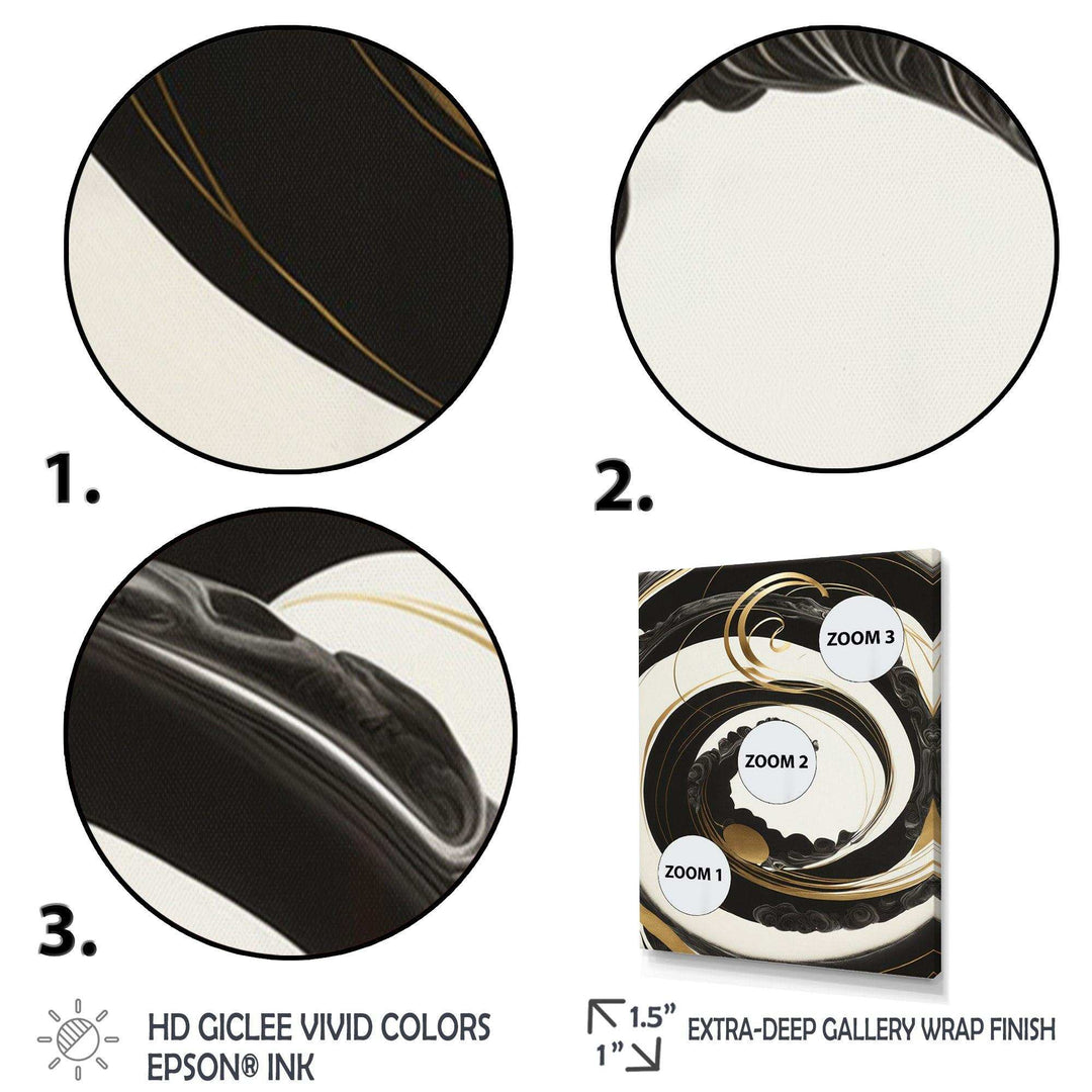 Black, Silver And Gold Blending Swirls VI - Modern Bedroom Wall Art