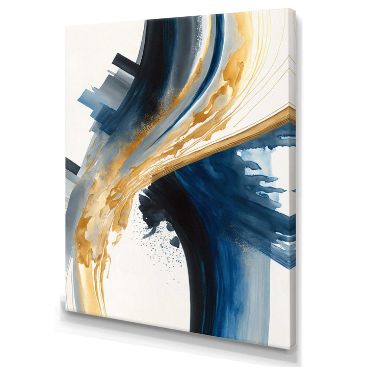 Blue And Gold Swirl Abstract I - Modern Wall Art Prints