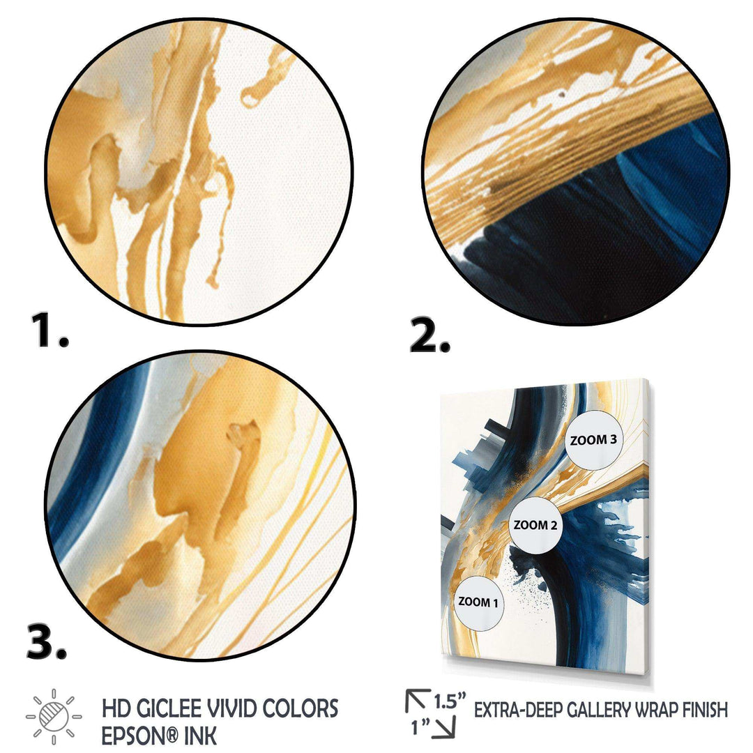 Blue And Gold Swirl Abstract I - Modern Wall Art Prints