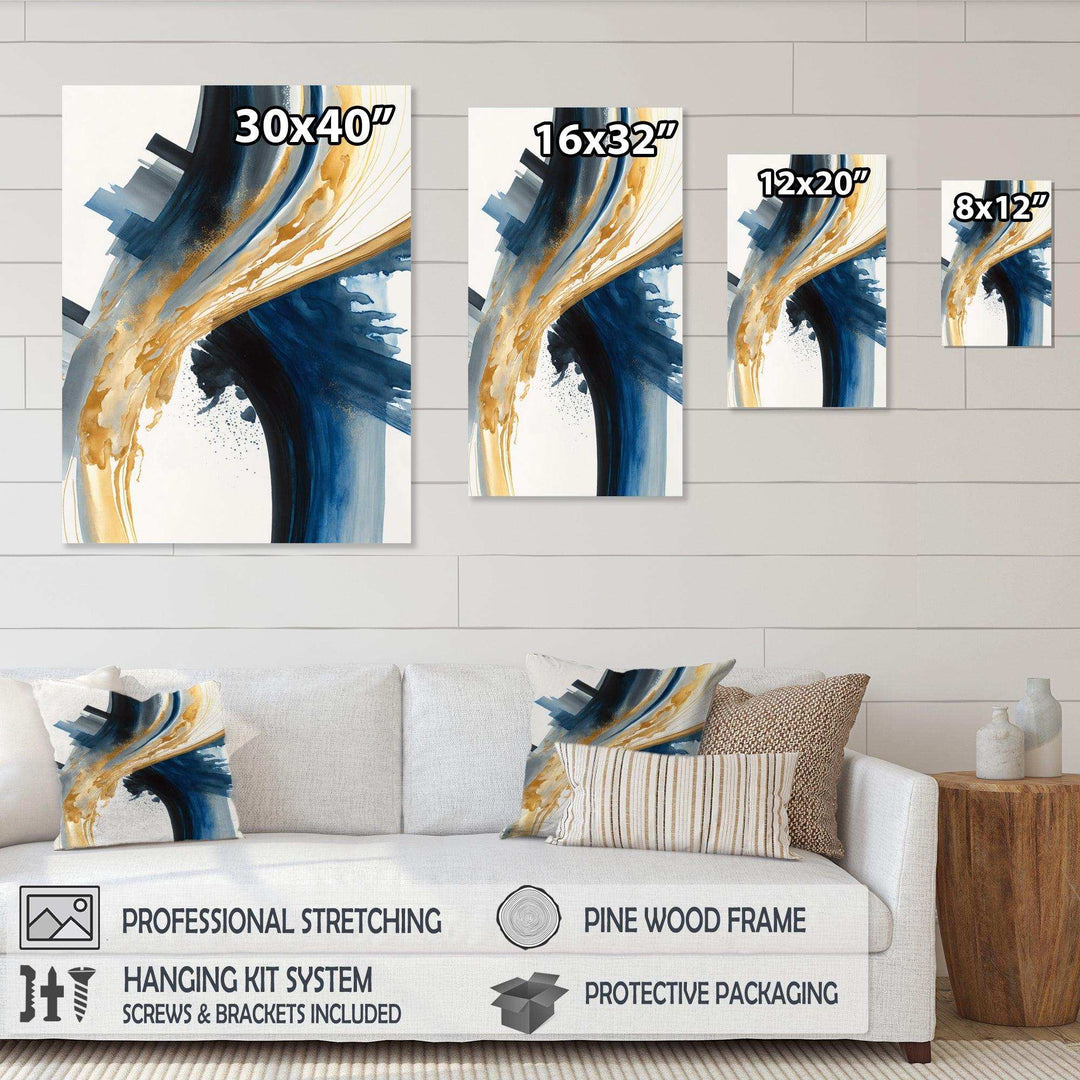 Blue And Gold Swirl Abstract I - Modern Wall Art Prints