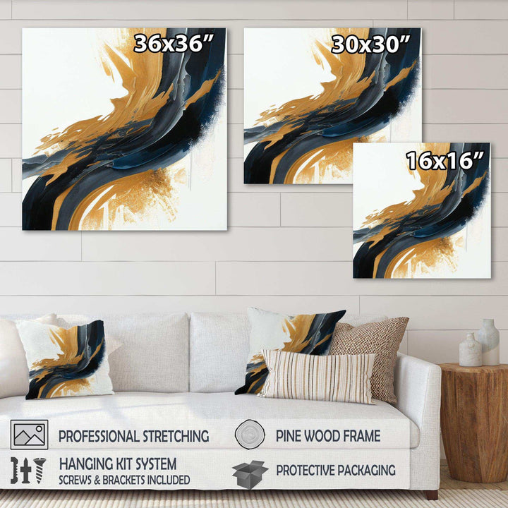 Blue And Gold Swirl Abstract II - Modern Wall Art Prints