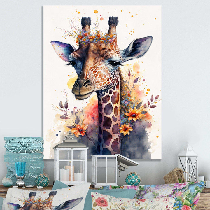 Cute Giraffe Floral Art I