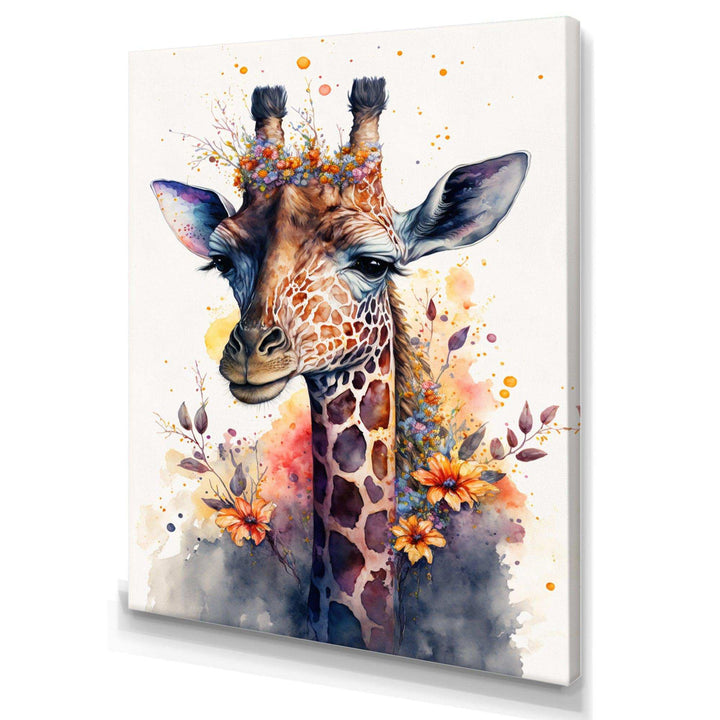 Cute Giraffe Floral Art I