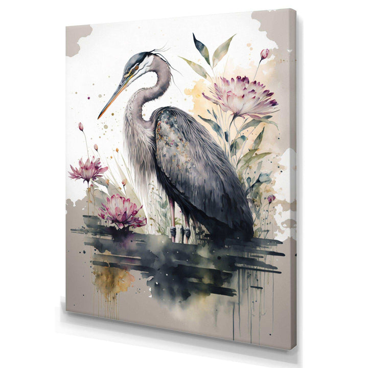 Cute Heron Floral Art III