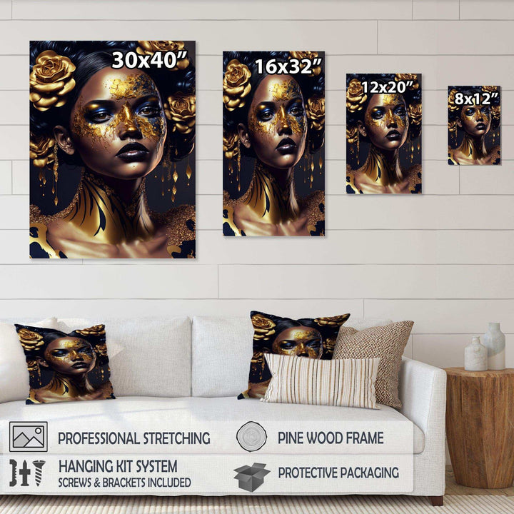 Gold And Black Floral Woman V