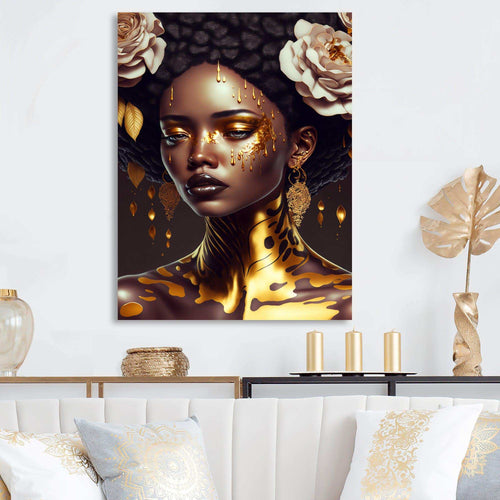Gold And Black Floral Woman VIII