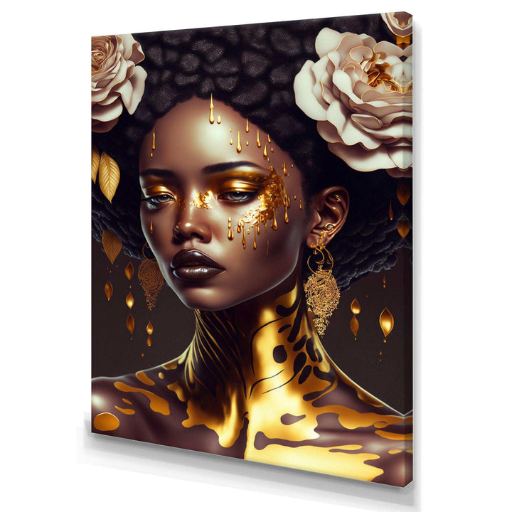 Gold And Black Floral Woman VIII