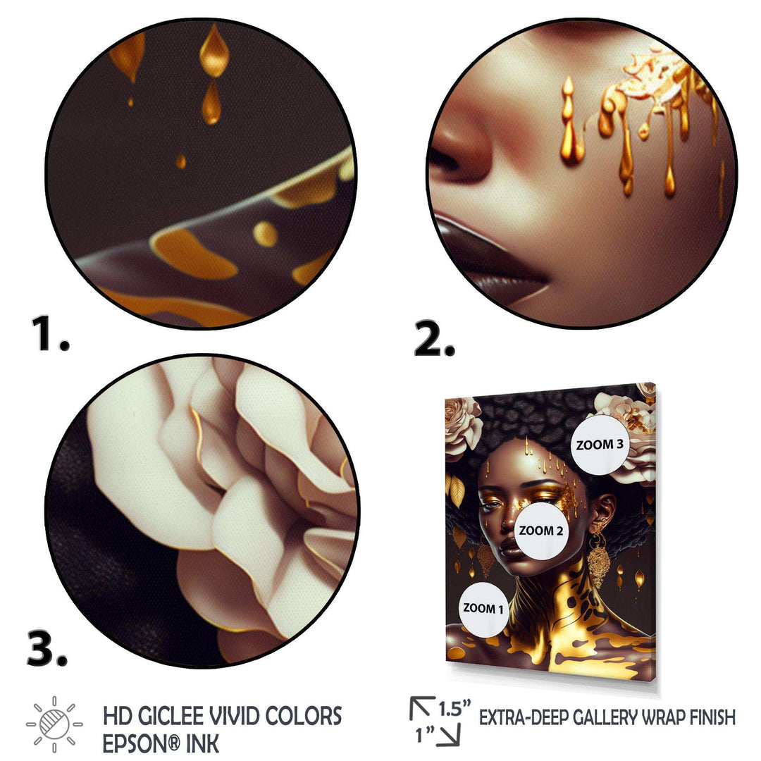 Gold And Black Floral Woman VIII