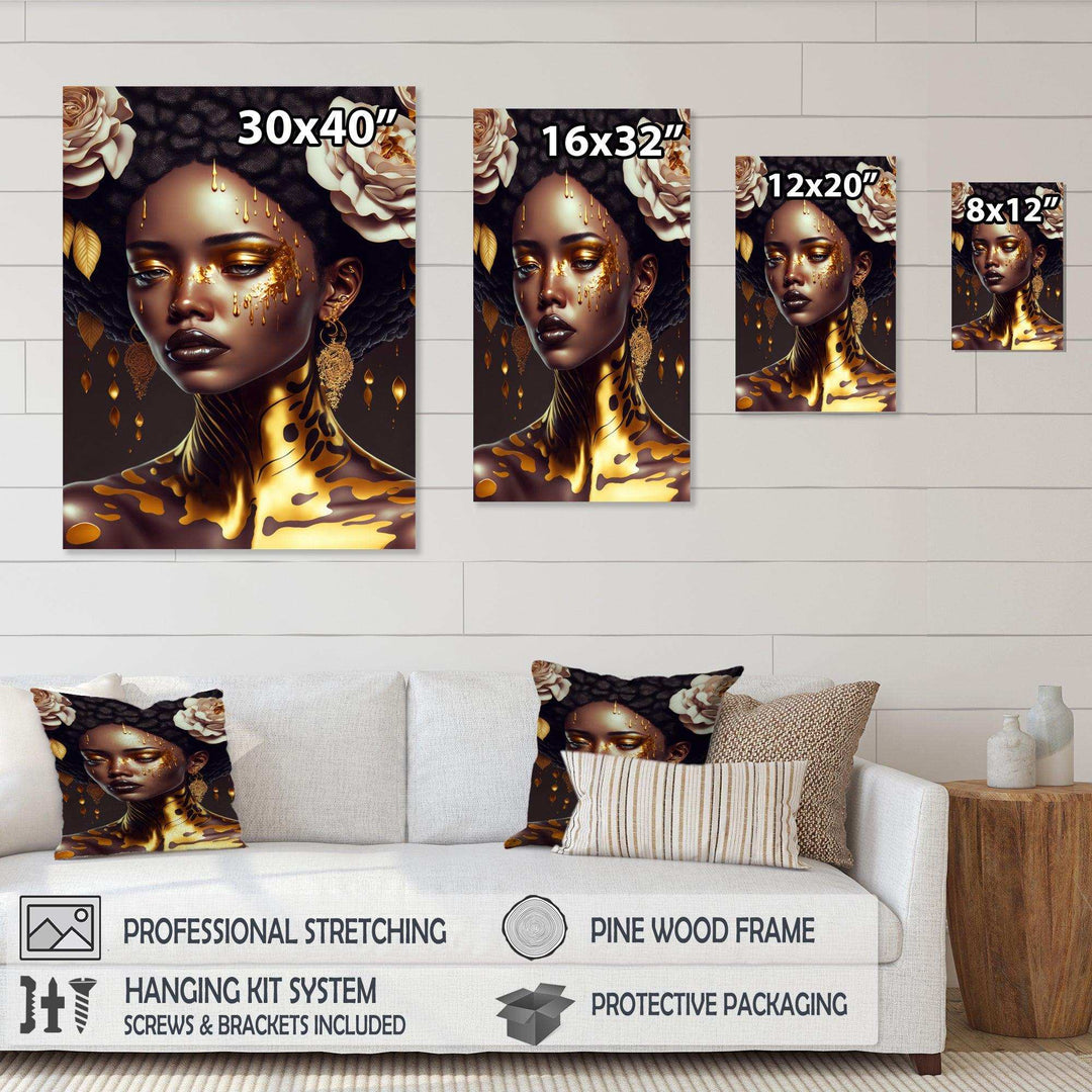 Gold And Black Floral Woman VIII