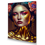 Gold And Black Floral Asian Woman I