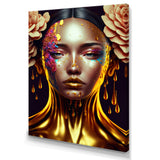 Gold And Black Floral Asian Woman II