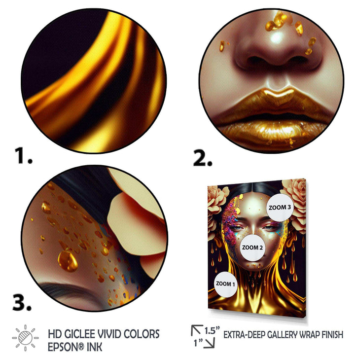 Gold And Black Floral Asian Woman II