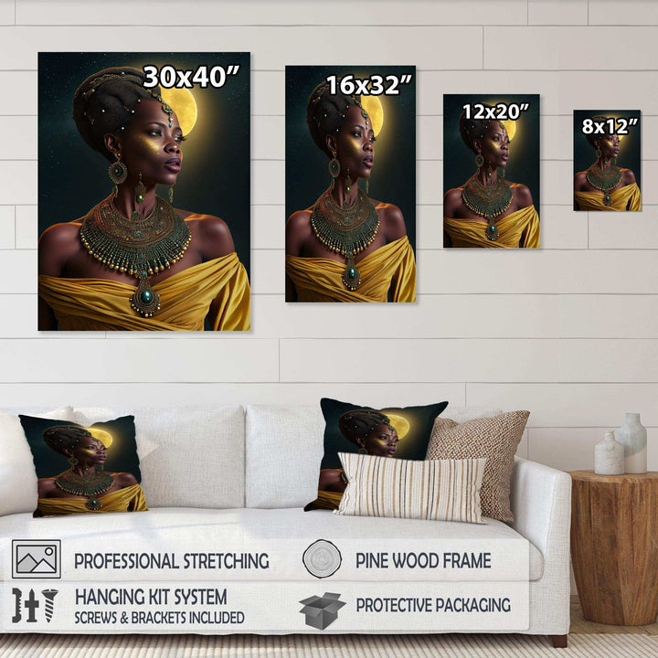 Emerald Queen African Woman Under Moon I
