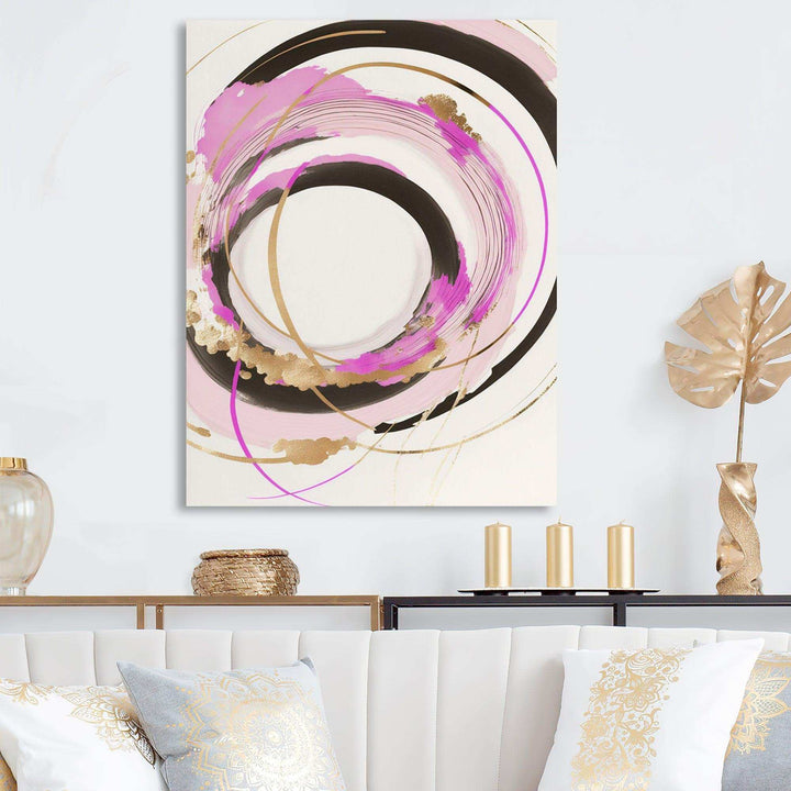 Pink And Gold Minimalist Art II - Modern Living Room Wall Decor