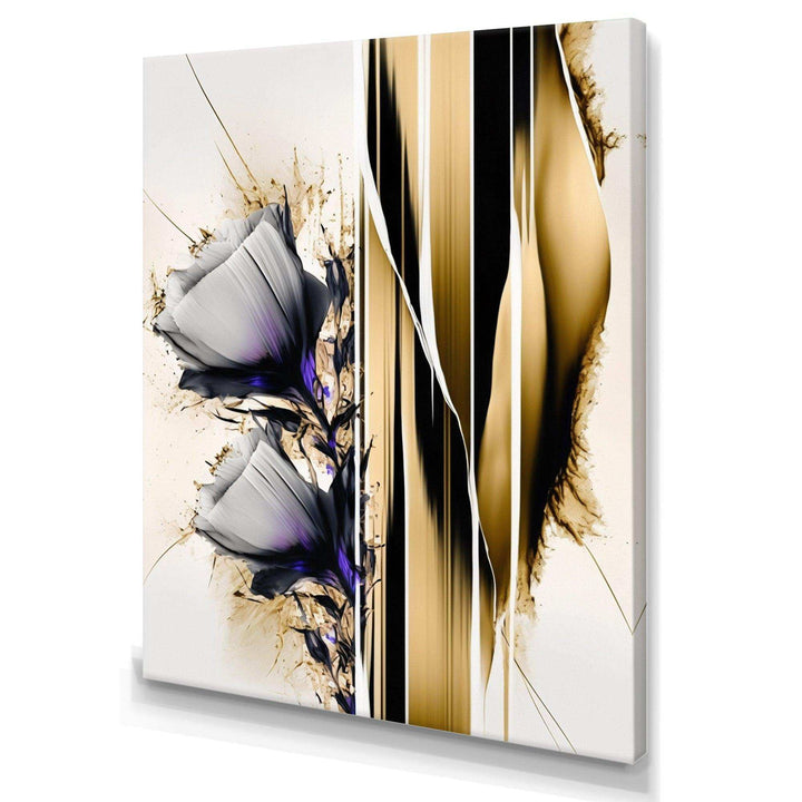 Purple Flower Flower On Abstract Paint I - Traditional Living Room Wall Decor