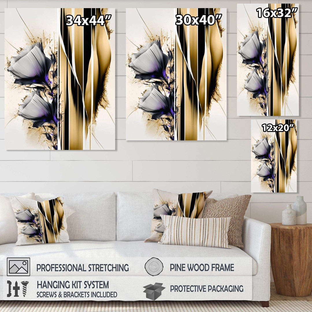 Purple Flower Flower On Abstract Paint I - Traditional Living Room Wall Decor