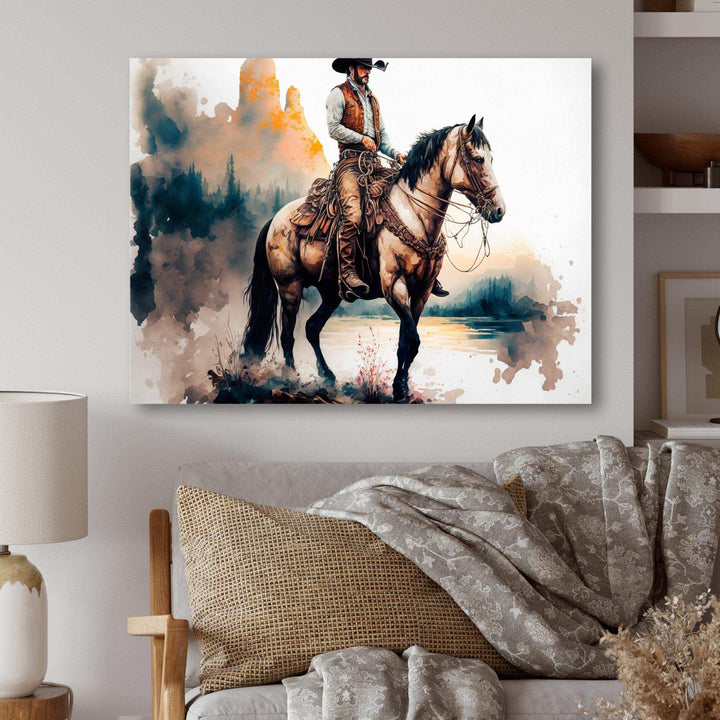 Western Cowboy Riding A Horse I