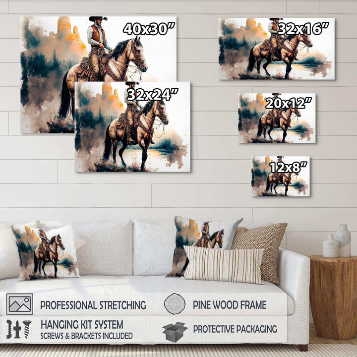 Western Cowboy Riding A Horse I