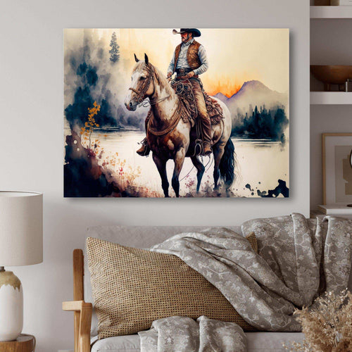 Western Cowboy Riding A Horse II