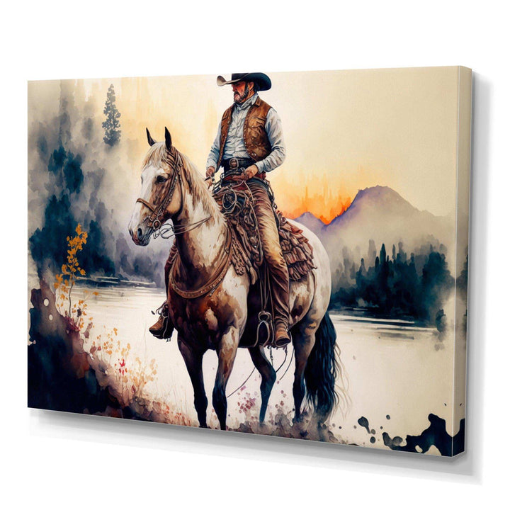 Western Cowboy Riding A Horse II