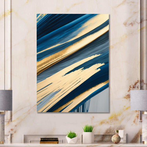 Bold Blue Brush Strokes I - Modern Bedroom Wall Art