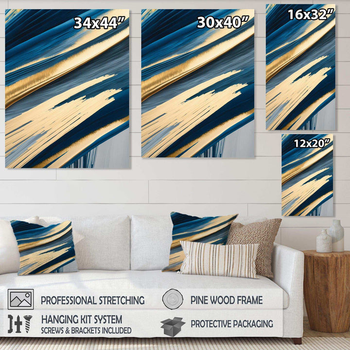 Bold Blue Brush Strokes I - Modern Bedroom Wall Art