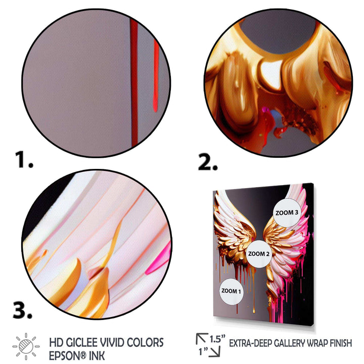 Pink,Gold And Black Angel Wings IV