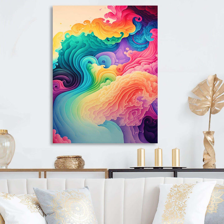 Multicolor Swirly Clouds I - Modern Canvas Wall Art