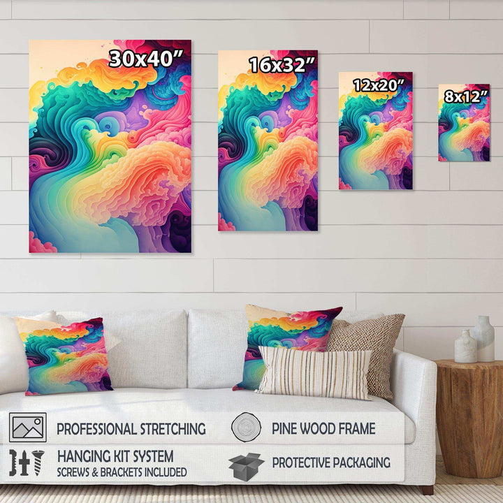 Multicolor Swirly Clouds I - Modern Canvas Wall Art